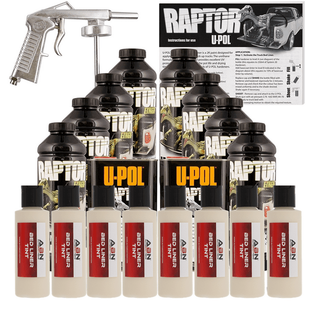 UPOL Raptor Beige Truck Bed Liner Kit w/ Spray Gun, 8 Liters Upol