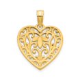 thumbnail image 4 of 14k Yellow Gold Heart Pendant Necklace for Women with Filigree Floral Design, Elegant Romantic Jewelry Symbolizing Love, Polished Solid Gold Accessory for Daily Wear or Special Occasions, 4 of 6