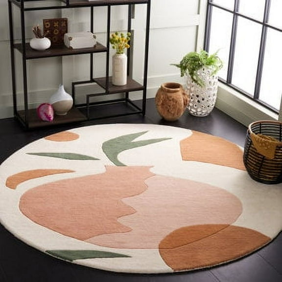 Premium Round Rug with Floral Design made with 100% New Zealand Wool Best Suites in your Living Room