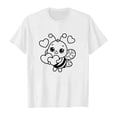 thumbnail image 4 of NINGMENG Hauts et T-Shirts pour Filles, Été, Imprimé Abeille, Col Rond, Manches Courtes, Décontracté, Confortable, Jaune, 8-9 Ans, 4 of 4