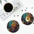 thumbnail image 4 of Fuzoiu Colorful Owl Forest Print Leather Coasters Set,Drink Coasters Set of 4,for Tabletop Protection, Durable PVC Coasters,Home Décor and Housewarming Gift-Round Shape, 4 of 6