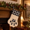 thumbnail image 5 of Ratfeit Christmas Paw Shaped Pet Stocking, 15.3-Inch, Black White Buffalo Plaid, Hanging Loop, Christmas Tree Decor, Dog Cat Treat Stocking, 5 of 6