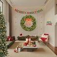 thumbnail image 2 of HOBLOC Christmas Wreath with Bow,Large Prelit Weather Resistant Snow Flocked Winter Wreath with LED Lights for Fireplace Garage Gates Indoor Outdoor,Green, 2 of 7
