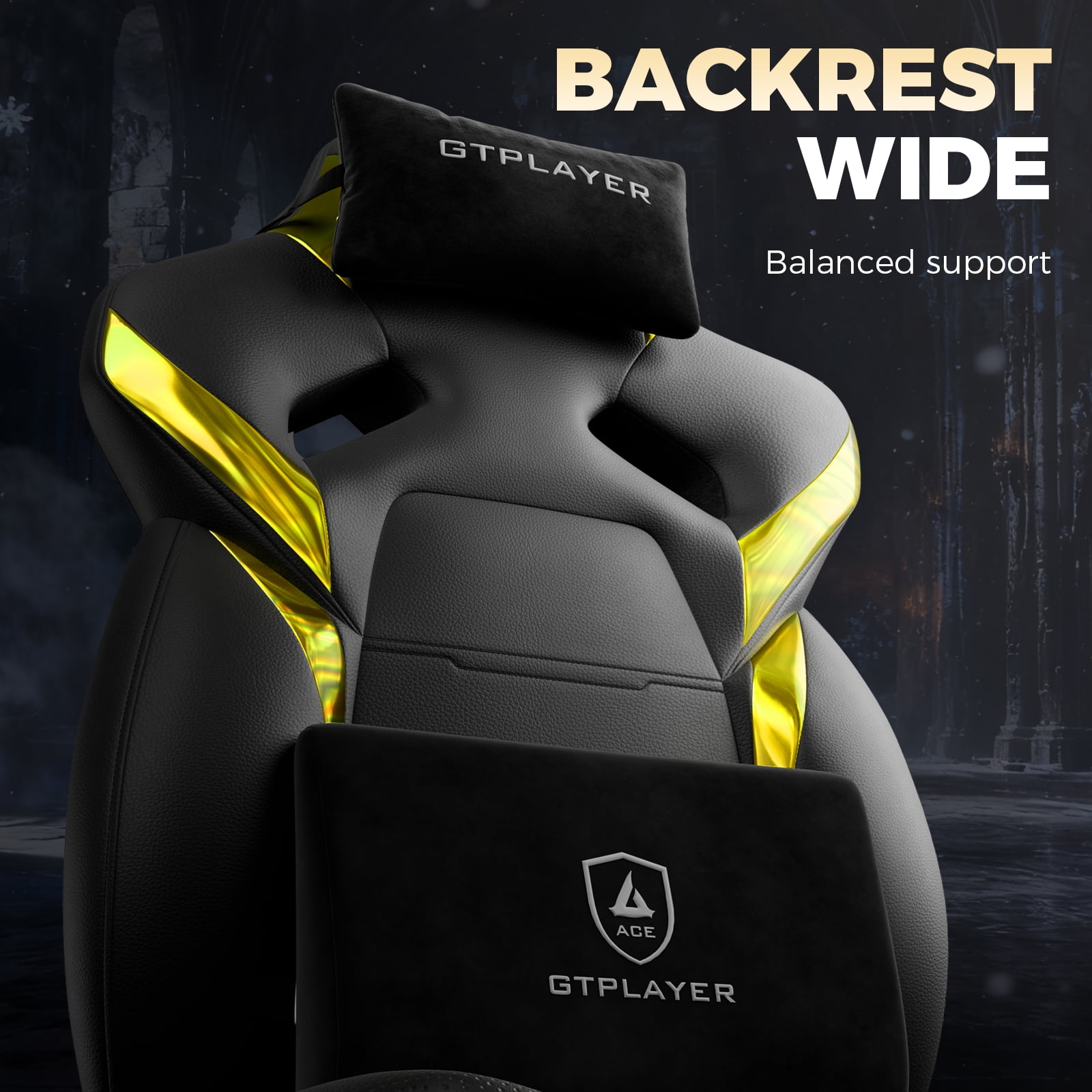 GTPLAYER Gaming Chair Office Chair PU Leather with Adjustable Headrest and Lumbar Pillow, Yellow