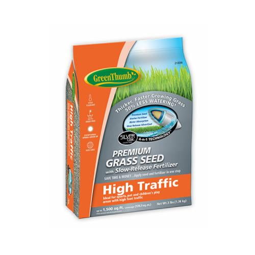 Green Thumb GREUN190 Premium Coated HighTraffic Grass Seed, 3Lbs