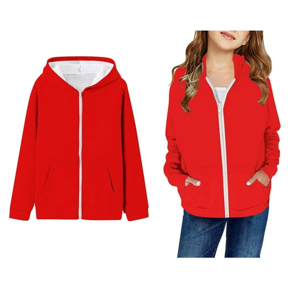 Kids Hoodie Kids Full Zip Hoodies Long Sleeve Lightweight Pullover Tops Loose Sweatshirt Winter Clothes Boys 5-6 Years Clothes