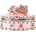 thumbnail image 1 of Joyeros de cristal con bisagras, pintados a mano, con diseño de mariposa y flores rosas, para niñas, 1 of 5