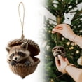 thumbnail image 4 of Pine Cone Animal Ornament, Woodland Acorn Forest Animal for Christmas Tree Decoration, 2D Acrylic Sleeping Animals Decor for Holiday Keepsake Gifts (3, Brown Raccoon), 4 of 5