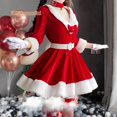 thumbnail image 2 of 2022 Women Christmas Xmas Lady Santa Claus Cosplay Costume Sexy Lingerie Winter Long Sleeve Red Dress Maid Bunny Girl Uniform, 2 of 4