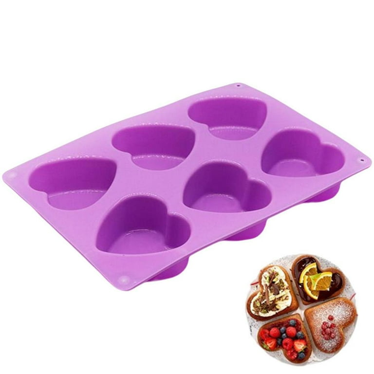 Tohuu Silicone Heart Molds Bake Mould with 6-Cavities Non-Stick Chocolate  Mold Tray for Baking Chocolate Candy Mini Cake Pan Muffin Baking Tray  Pastry Mold compatible 