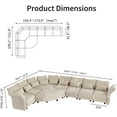 thumbnail image 3 of LLappuil Modular Sectional Sofa, 8 Seat Modular Sectional Sofa with Storage, 2 Corner Large Seat, Adjustable Armrest, 25.6" Deep Seat Chenille Corner Sofa Couch Khaki, 3 of 10