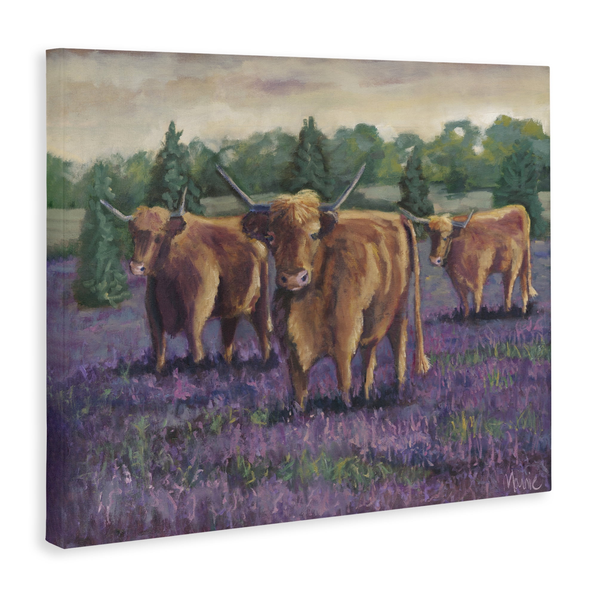 Purple Fields & Cows Canvas Wall Art, design by Marnie Bourque