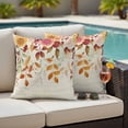 thumbnail image 4 of Autumn Leaves Outdoor Waterproof Pillow Covers, Thanksgiving Retro Eucalyptus Flowers Decorative Square Throw Pillowcase Sofa Cushion Sham for Patio/Couch/Chair, 24"x24" 2 Pack, 4 of 8