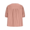 thumbnail image 5 of QATAINLAV Women's Summer Linen Puff Sleeve T-Shirt Ladies Casual V Neck Beach Tops Cute Vintage Embroidered Blouses Pink XL, 5 of 8