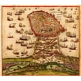 thumbnail image 2 of Hogenberg, Braun 13x12 Black Modern Framed Museum Art Print Titled - Mahdia Tunisia, 2 of 4