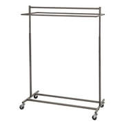 SSWBasics Boutique Raw Steel Double-Rail Rolling Clothes Rack