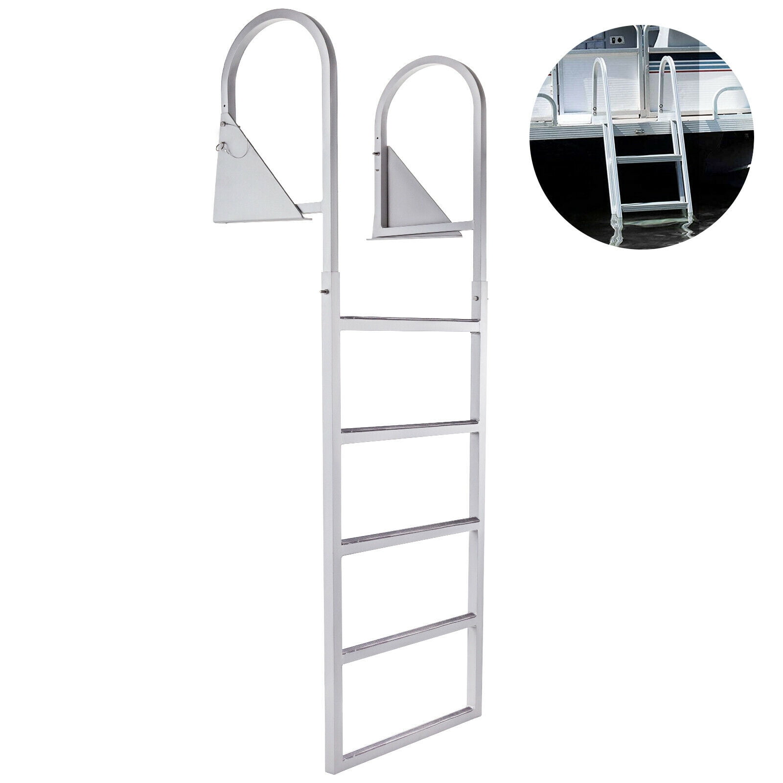 VEVOR Aluminum Dock Ladder 5 Steps Boat Dock Ladder 21" Wide Step