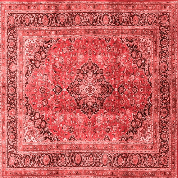 Ahgly Company Indoor Square Medallion Red Traditional Area Rugs, 5' Square