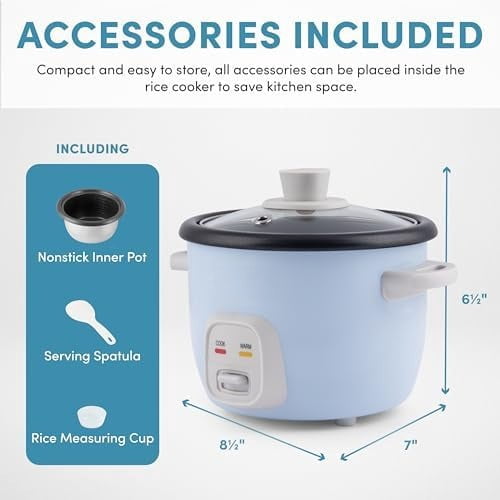 Housewares 4-Cups (Cooked) / 1Qt. Rice & Grain Cooker (ARC-302NGBL), Blue
