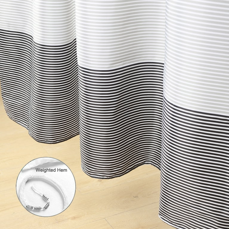 Extra Wide Shower Curtain Mens Bathroom Black and Gray Wrap Around Waterproof Microfiber Cloth Fabric 18 Hooks 108