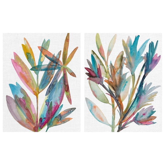 Masterpiece Art Gallery Rainbow Wish I & II Colorful Plants by Erin Lin Canvas Art Print