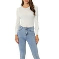 thumbnail image 2 of Unique Bargains Femmes Col Rond Hallowe Casual Slim Fit Tops Chemises à Manches Longues Blanc S, 2 of 5