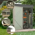 thumbnail image 3 of LACOO 3 x 5 ft. Patio Steel Storage Lockable Shed for Backyard, Mental Outdoor Storage Shed for Garden with Groove Roof, Brown, 3 of 10