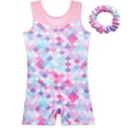 thumbnail image 1 of SILVERCELL Girls Gymnastics Leotards with Shorts 3-10Y Child Mermaid Ballet Dancewear Matching Hair Scrunchie, 1 of 7