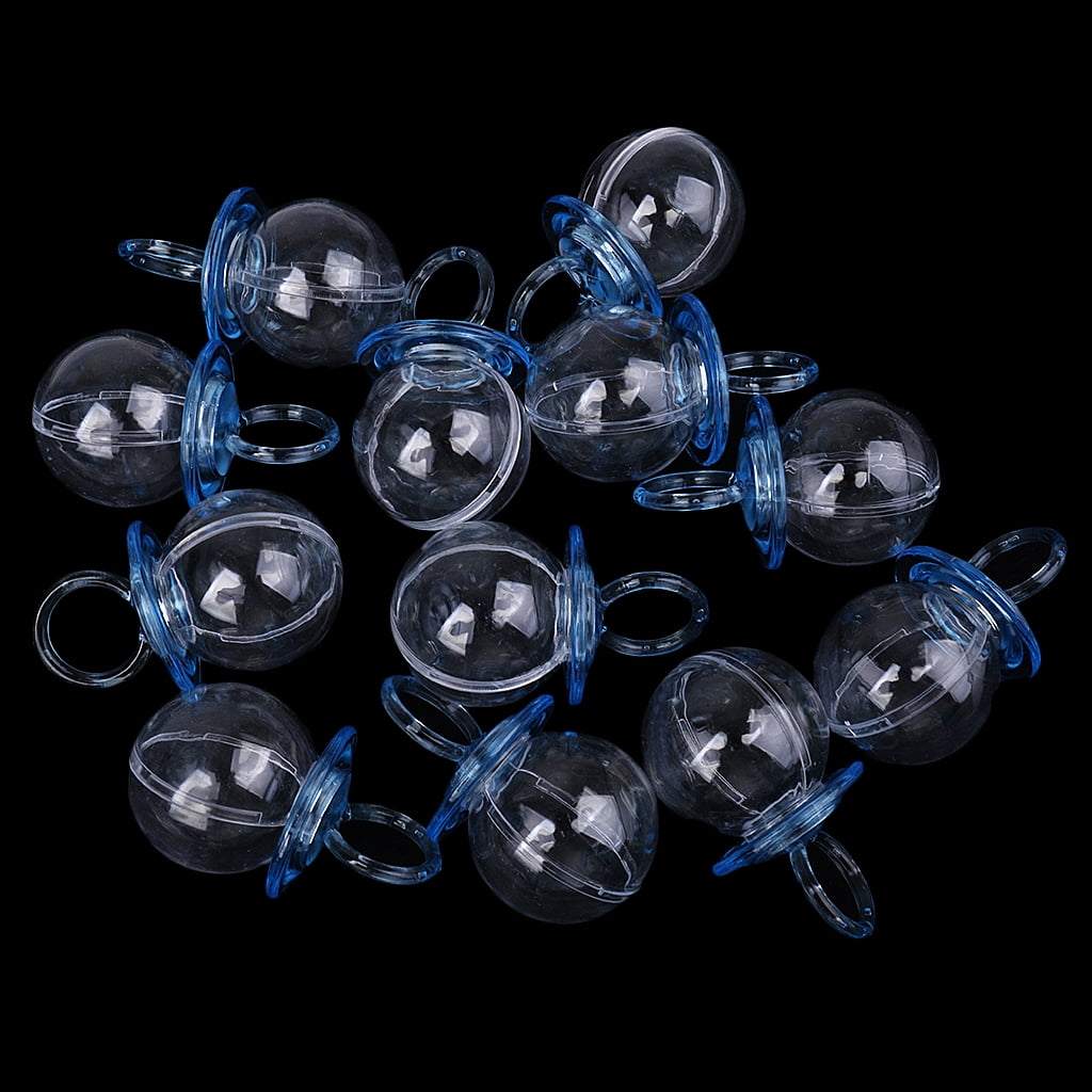 S SERENABLE 12x Blue Pacifier Candy Boxes Favor & 10yd Satin Ribbon Gift Wrapping Baby Shower Supplies
