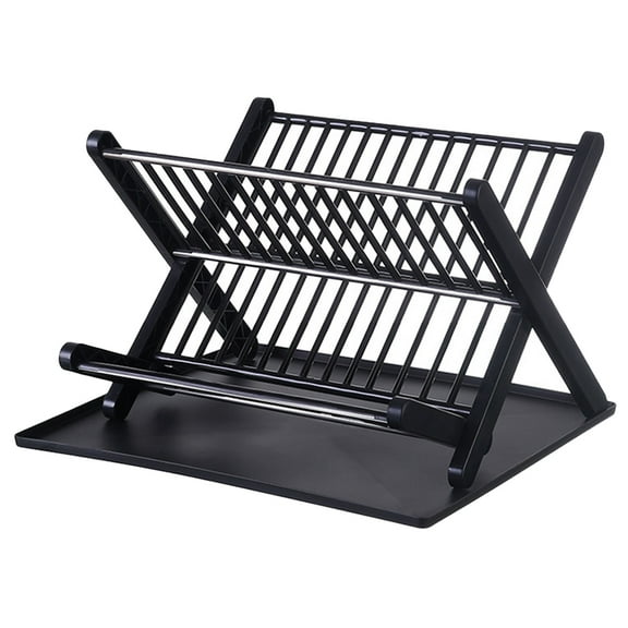 ELAYARD Folding Black PP Dish Draining Rack for Kitchen Counter Multi-Functional