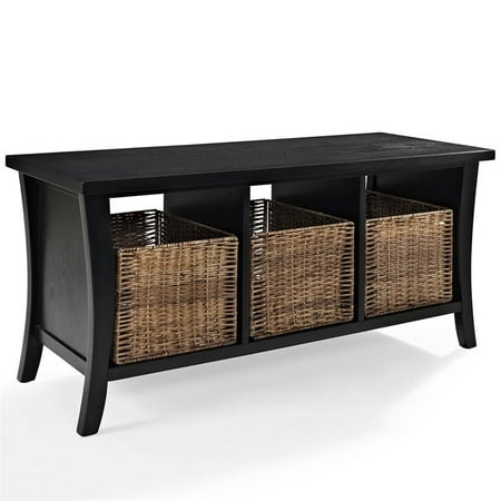 Crosley Wallis Storage Entryway Bench With Baskets In Black