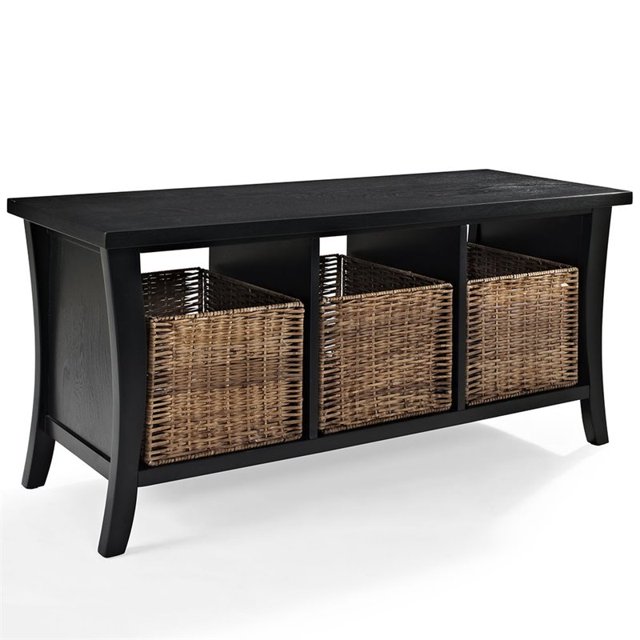 Crosley Banc d'Entrée Wallis avec Paniers en Noir