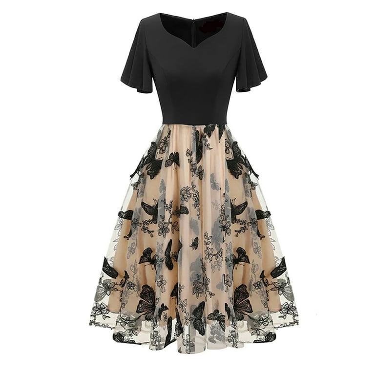 Nrmvnmi Women Vintage Off Shoulder Rose Embroidered Floral Evening Dress V Neck Short 3/4 Sleeves Wedding Cocktail A Line Midi Gown Black-L - Walmart.com Nrmvnmi Women Vintage Off Shoulder Rose Embroidered Floral Evening Dress V Neck Short 3/4 Sleeves Wedding Cocktail A Line Midi Gown Black-L - Walmart.com