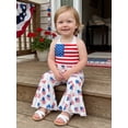 thumbnail image 4 of BemeyourBBs Toddler Baby Girls 4th of July Outfit Patriot Independent Day Summer Romper Clothes One Piece Jumpsuit Bell Bottoms Casual Slim Fit American Flag Print Halter Neck Backless Overalls, 4 of 7