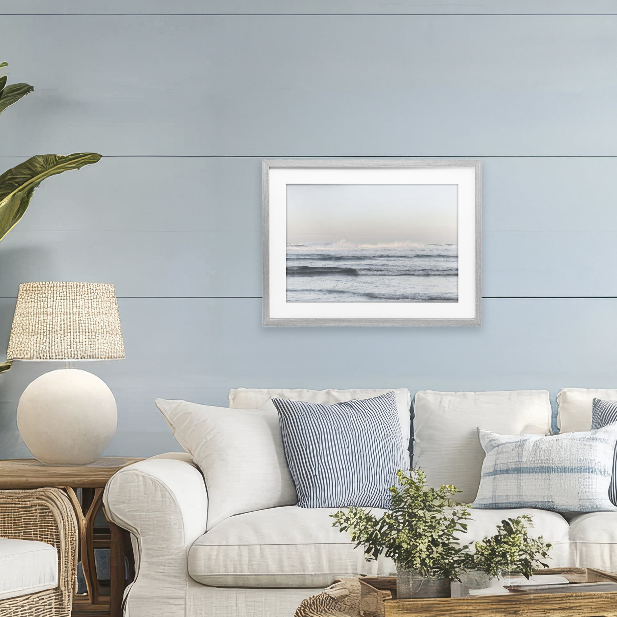 Stupell Industries Serene Ocean Waves Calmness Gray Framed Print Under Glass, design by Melissa McClain