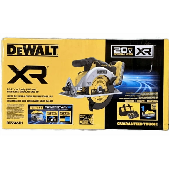 DEWALT DCS565H1 20V Max Cordless Brushless 6-1/2" Circular Saw Kit with POWERSTACK 20V Lithium-Ion 5.0Ah Battery Pack