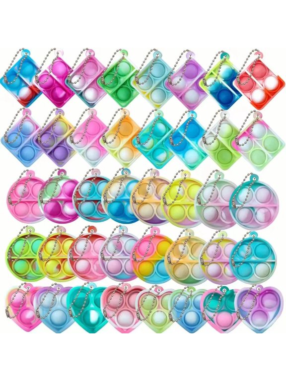 10-50pcs Mini Pop Keychain Toddler Sensory Fidget Toys Bulk Classroom Prizes Kids Birthday Party Favors Wedding Gift for Guests