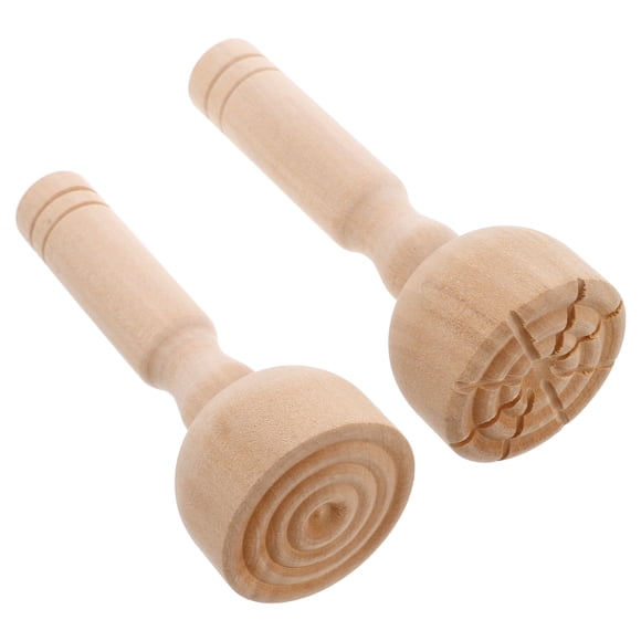 KAKOWELY playdough mold 2pcs Playdough Modeling Stamps Wooden Handle Stamps Playdough Mold Pottery Stamp Wooden Handle Clay Pattern Kit Wooden Handle Clay