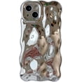 thumbnail image 7 of Case for iPhone 11 6.1 inch, Cute Solid Color Curly Wave Shape Shockproof Soft Bumper Phone Case, Candy Water Ripple 3D Silicon Slim Pretty Case Aesthetic Cover, Silver, 7 of 7