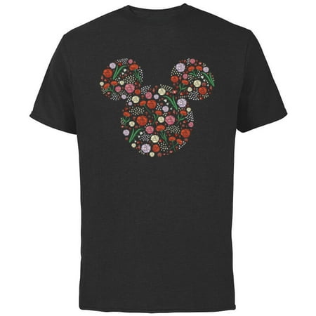 Disney Mickey Mouse January Birth Month Birthstone & Flowers - Short Sleeve Cotton T-Shirt for Adults - Customized-Black