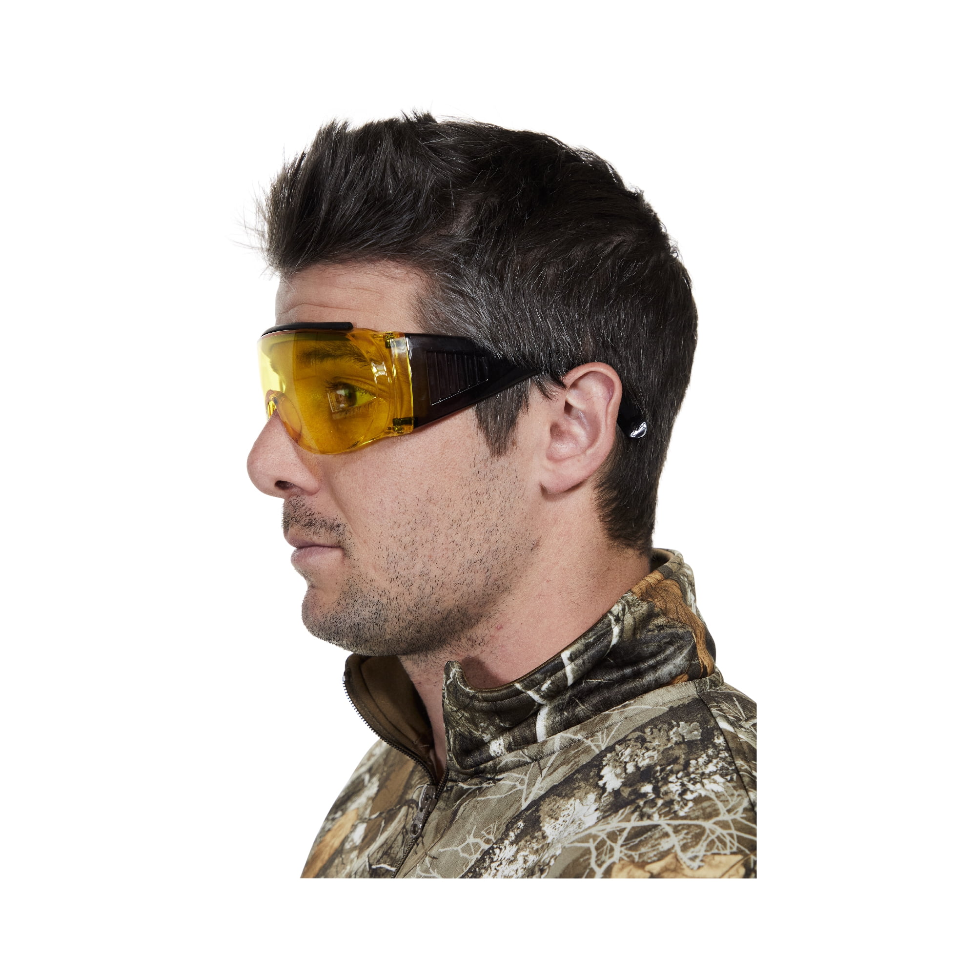 Allen Company Large Shooting Safety Glasses, Ansi Z87 Impact Resistant, Adult, Black, Unisex, Polycarbonate, Yellow