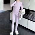 thumbnail image 2 of BLVB Girls Thermal Underwear Set Soft Winter Thermal Top and Bottom with Fleece Lined Kids Base Layer for Girls, 2 of 7