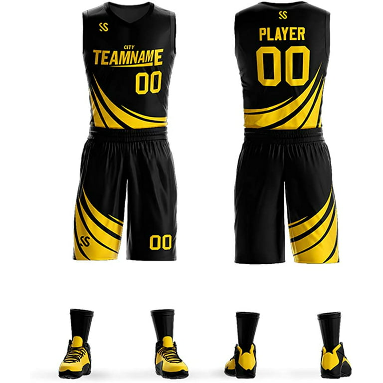 custom basketball jersey black and yellow, basketball jersey