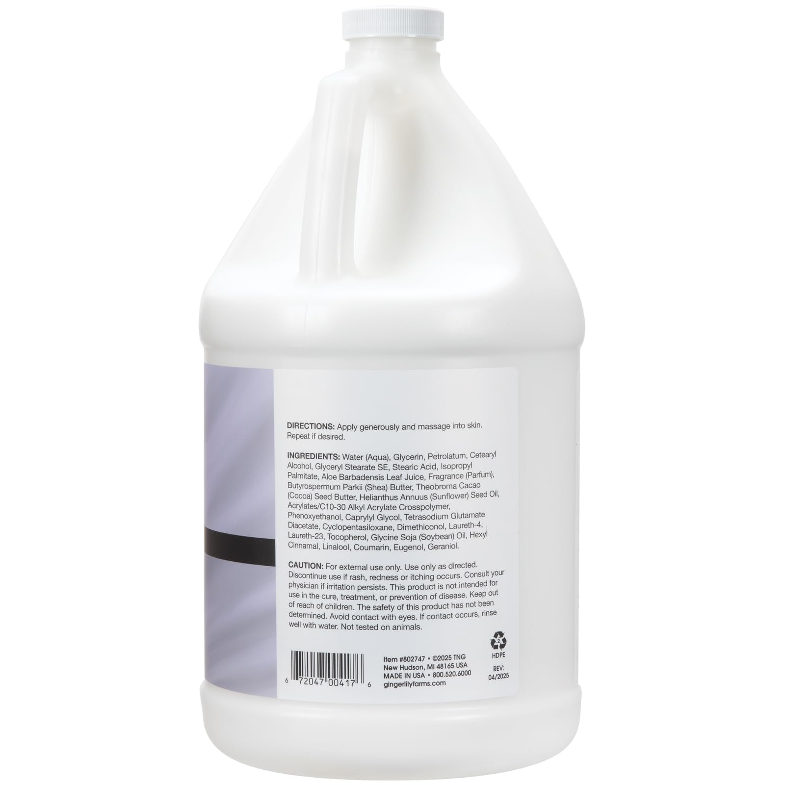 Ginger Lily Farms Botanicals Shea Indulgence 24H Deep Hydration Body Lotion, 100% Vegan & Cruelty-Free, Lavender Chamomile Scent, 1 Gallon (128 fl oz) Refill