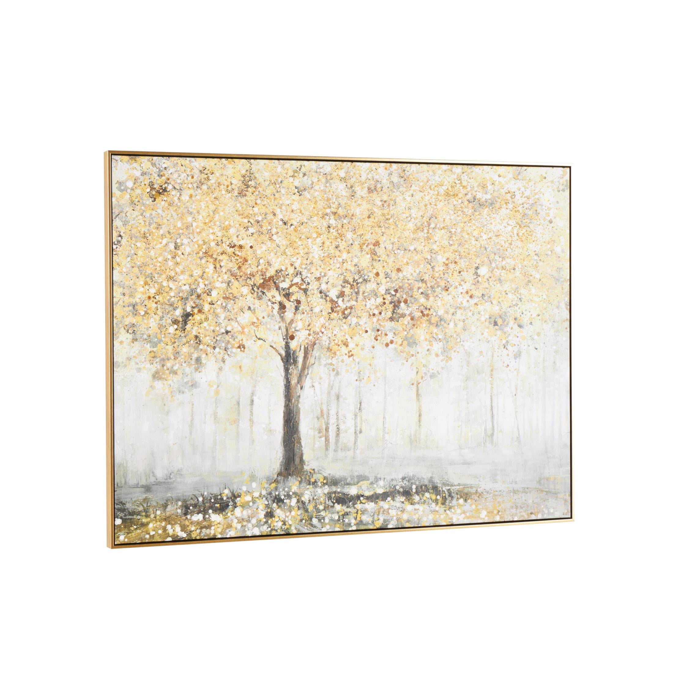 47" x 36" Paint Splatter Forest Landscape Framed Wall Art, by DecMode