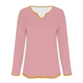 thumbnail image 3 of ManxiVoo Womens Long Sleeve V Neck Shirt in Contrast Stitching Detail for a Versatile Layering Piece and Office Wear XXL Size Hot Pink, 3 of 5