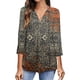 thumbnail image 3 of Camisetas de manga 3/4 con cuello en V para mujer 2023 - Tops tipo túnica de negocios con estampado floral - Blusas de trabajo sueltas informales y elegantes, 3 of 5
