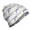 thumbnail image 1 of Bird Unisex Beanie, Parrots and Leaves, Hiking Outdoors, Blue Violet Green White, by Ambesonne, 1 of 1