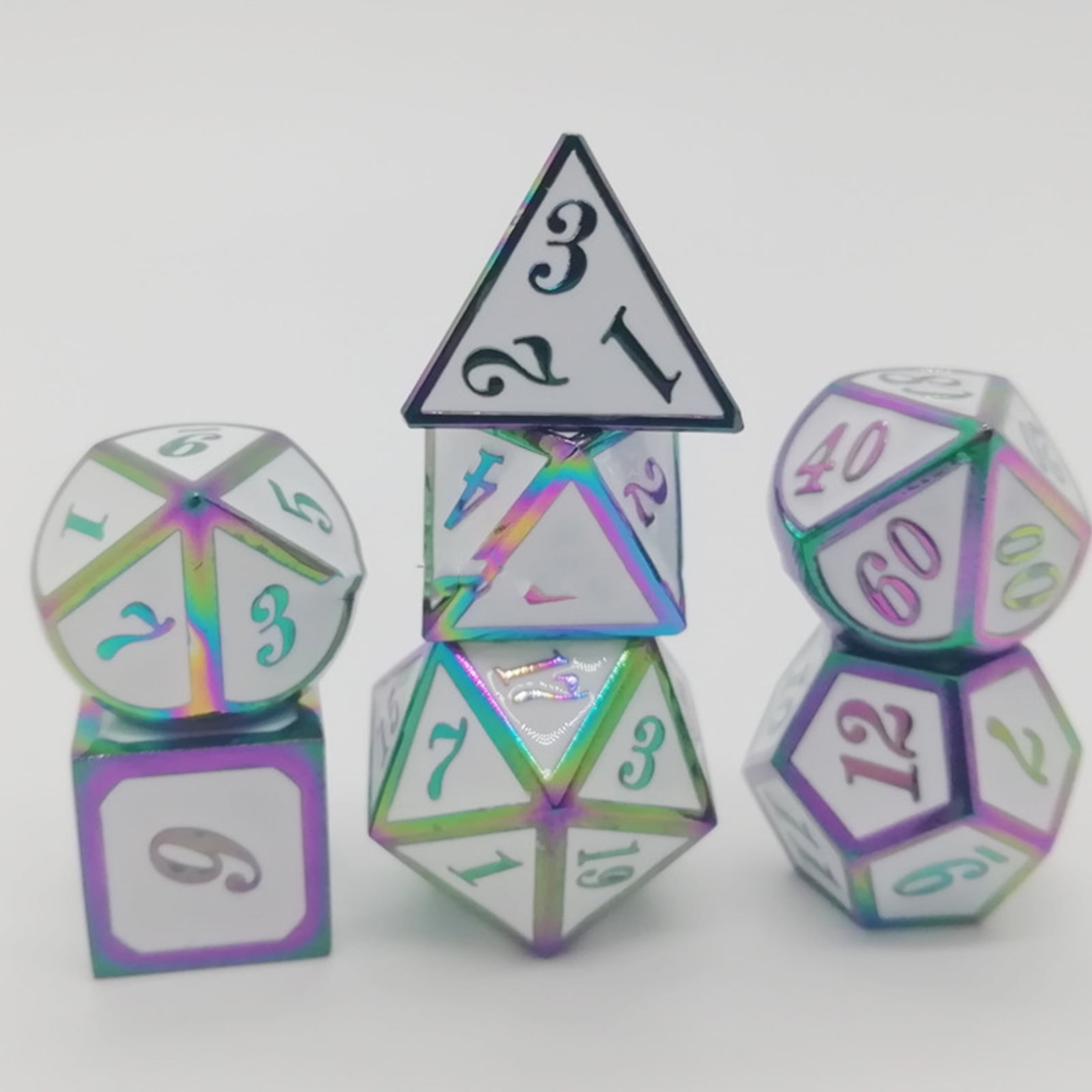 ZPAQI 7Pcs/pack Metal D4 D6 D8 D10 D12 D20 Game Props Educational Toys Digital Dices
