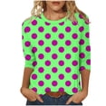 thumbnail image 1 of Liquidation Tunique à Pois pour Femmes Manches 3/4 Haut Basique Confortable Col Rond Blouse Été Automne T-Shirts Quotidiens, 1 of 6